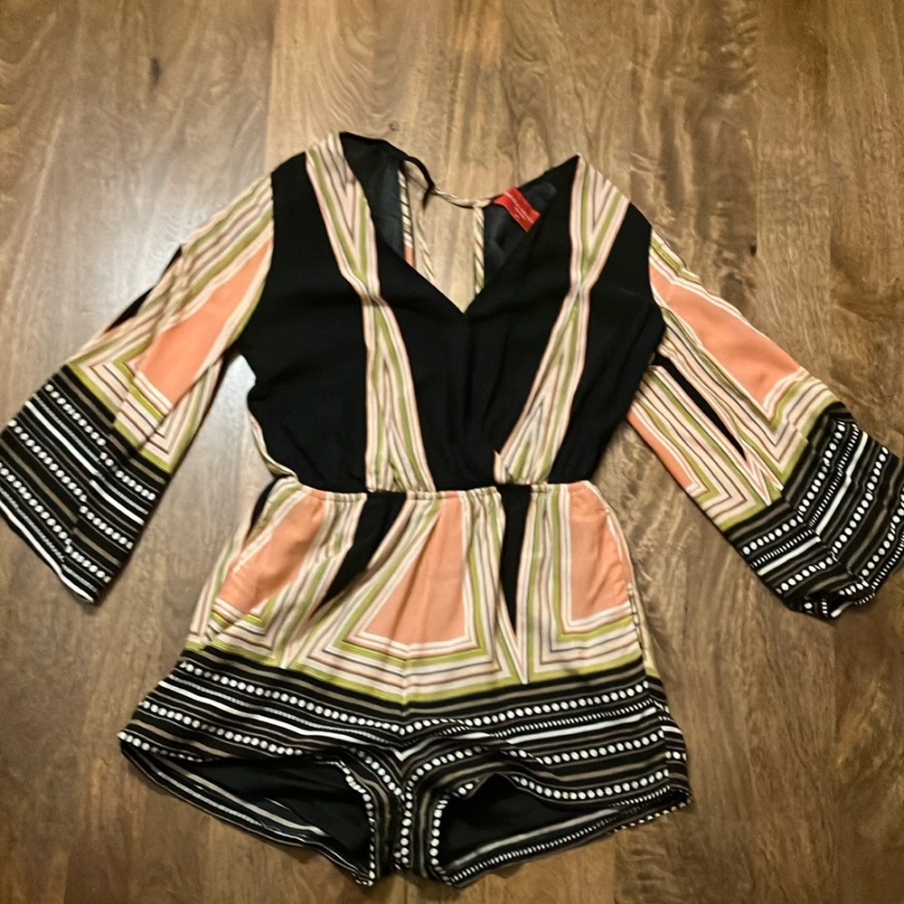 Chic Multicolor Geometric Romper